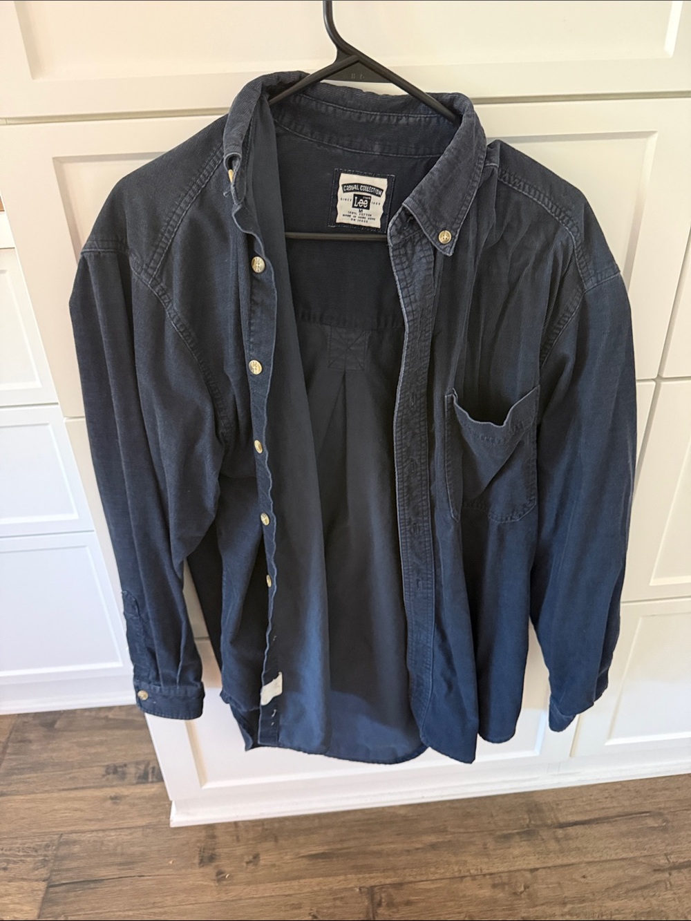 Lee Men's Dark Blue Button-Front Shirt Jacket 100% Cotton